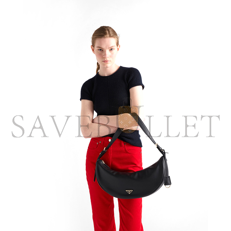 PRADA DEMI-LUNE LARGE LEATHER SHOULDER BAG 1BC255 (42*19.5*8.5cm)